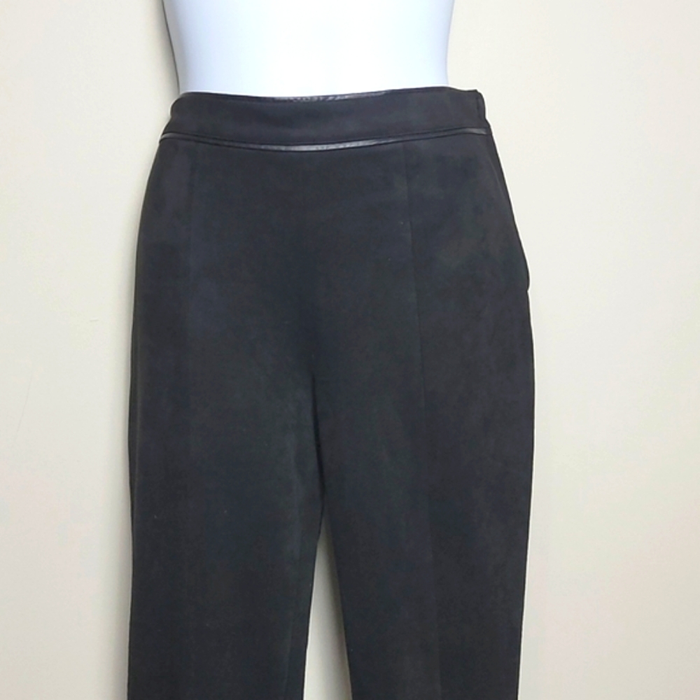 H&M Faux Suede & Leather Black Skinny Straight Legging Stretch Size 2 Pants